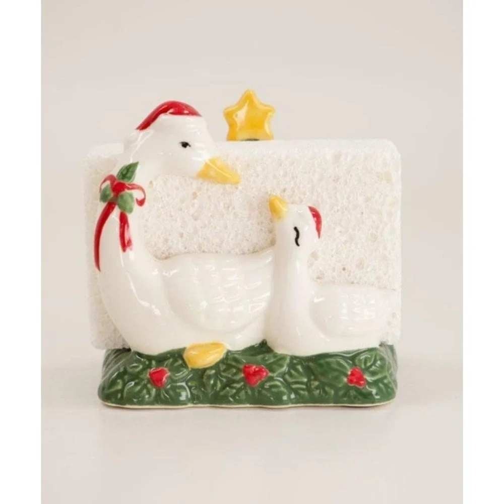 Cracker Barrel Christmas Goose Ceramic Sponge Holder 4.10"x3.10"x 4.10" NEW 2026